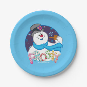 Prato De Papel Snowman™ congelado   Nome Colorido da Canela de 