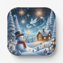 Snowman Cottage Papel de inverno