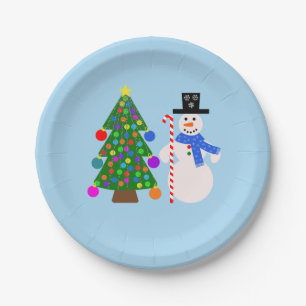 Prato De Papel Snowman e Árvore de Natal #4 Placas de Papel