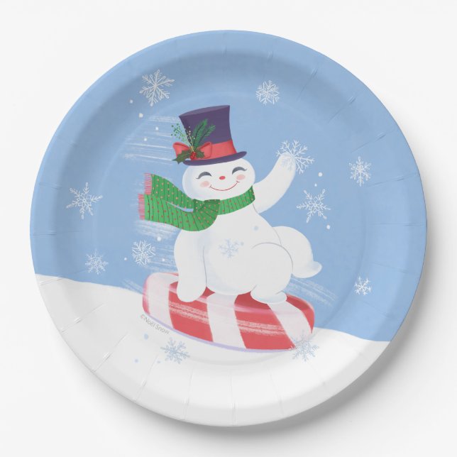 Prato De Papel Snowman e Peppermint Blue (Frente)