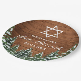 Prato De Papel Snowy Wood & Forest Rural Pine Bar Bat Mitzvah