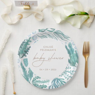 Prato De Papel Sob o Chá de fraldas náutico de Aquarela Marítima