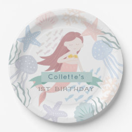 Prato De Papel Sob o Mar Branca de Sereia