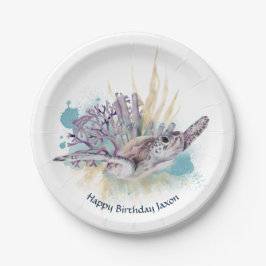 Prato De Papel Sob o Mar de Tartaruga Marinha