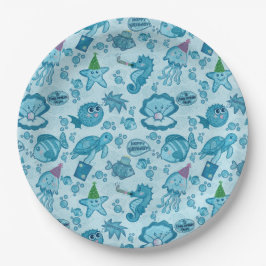 Prato De Papel Sob o Muro de Presente de Aniversário do Mar