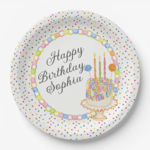 Prato De Papel Sobremesa de Aniversário Com Confetes