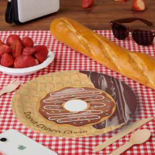 Prato De Papel Sobremesa,Donut Choco Glaze, Chocolate Derretido 