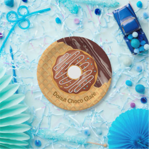 Prato De Papel Sobremesa,Donut Choco Glaze, Chocolate Derretido