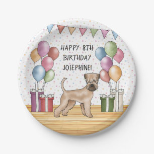 Prato De Papel Soft-Coated Wheaten Terrier Pastel Feliz Aniversár