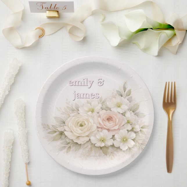 Prato De Papel Soft Editorial Botanical Wedding (Casamento)