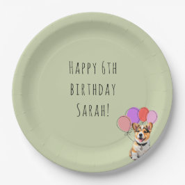 Prato De Papel Soft Fresh Sage Verde - Aniversário do Corgi 
