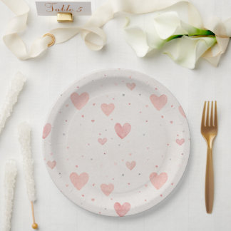 Prato De Papel Soft Heart Pattern Paper Plates