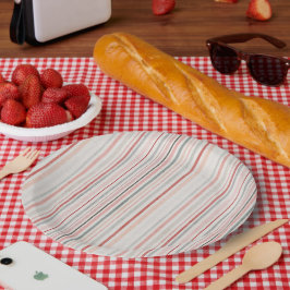Prato De Papel Soft Neutral Stripe Pattern Paper Plates