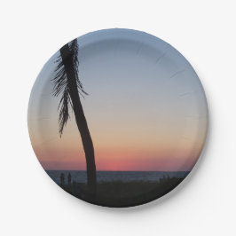 Prato De Papel Sol tropical colorido em placas de papel