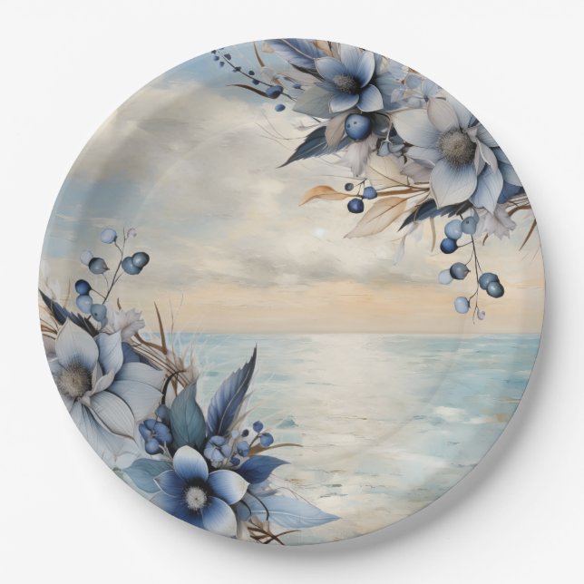 Prato De Papel Soldado e Casamento Floral Elegante (Frente)