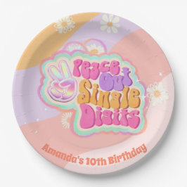 Prato De Papel Solteiro Groovy Peace Out - Dígitos 10