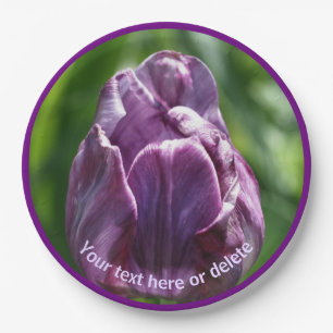 Prato De Papel Solteiro Purple Tulip Flower Personalizado Party