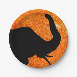 Prato De Papel Sombra Eclipse Solar do Perfil do Elefante