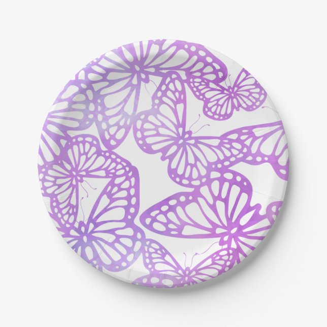 Prato De Papel Sonhos de borboletas (Lavanda) (Frente)