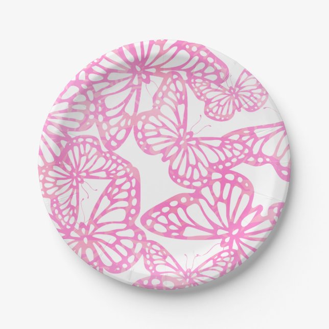 Prato De Papel Sonhos De Borboletas (Rosa) (Frente)