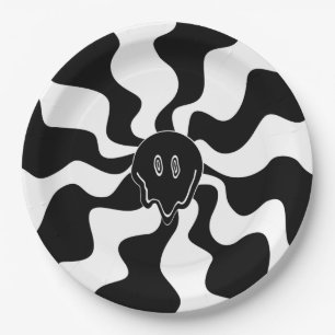Prato De Papel Sorria derretida - Preto e Branco