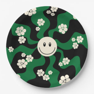 Prato De Papel Sorria - Verde, Creme e Preto