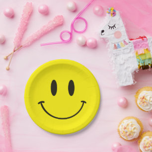 Prato De Papel Sorriso Amarelo Um Cara Feliz/primeiro aniversario