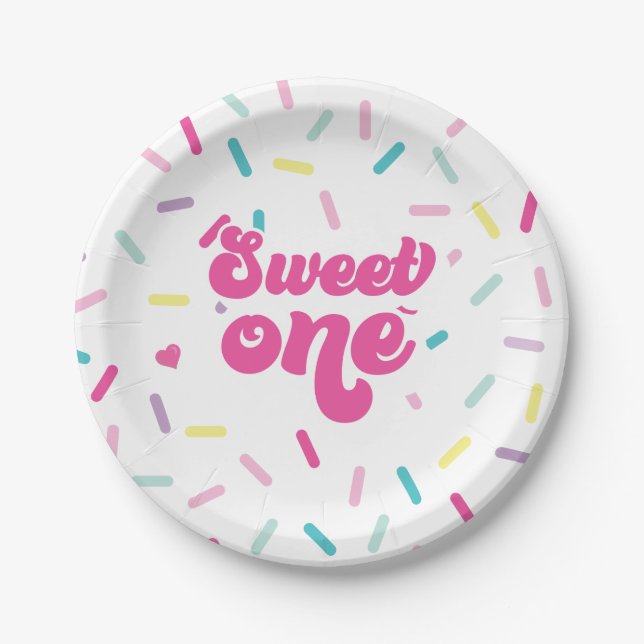 Prato De Papel Sorvete e Bolo Doce Um 1º Aniversário (Frente)
