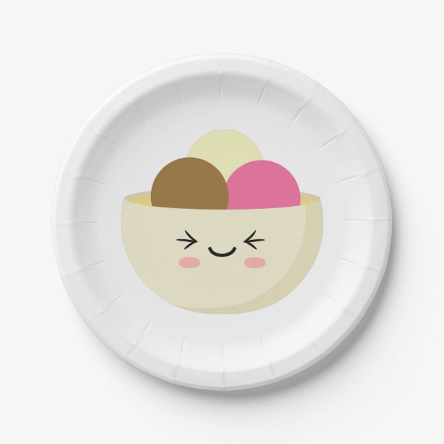 Prato De Papel Sorvete Kawaii (Frente)