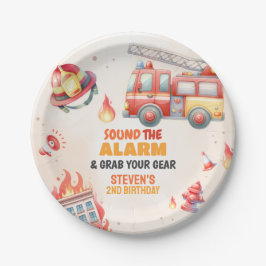 Prato De Papel Sound the Alarm Fire Truck Baby Shower