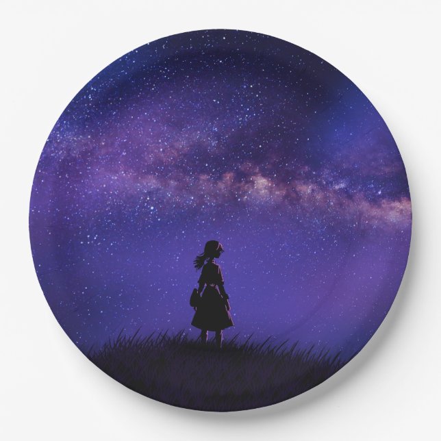 Prato De Papel Sozinha e Starry Night (Frente)