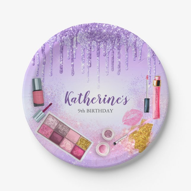 Prato De Papel Spa Party Glam Girl Festa de aniversário Salon Rox (Frente)