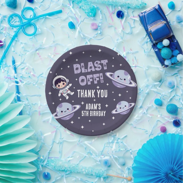 Prato De Papel Space Astronaut 5th Birthday Party | Kids Galaxy  (Festa)