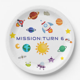 Prato De Papel Space Explorer Astronaut Birthday Paper Plates 
