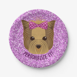 Prato De Papel Sparkie Yorkshire Terrier Puppy Dog Glitter