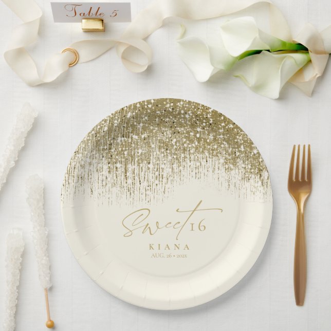 Prato De Papel Sparkles Sweet Six Dourado ID912 (Casamento)