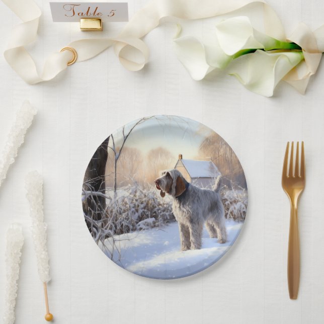 Prato De Papel Spinone Italiano Let It Snow Natal (Casamento)