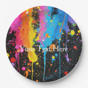 Prato De Papel Splatter de pintura neon colorido personalizado
