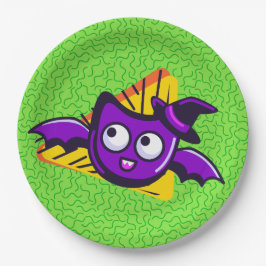 Prato De Papel Spooktacular Bats Halloween Plates - Green