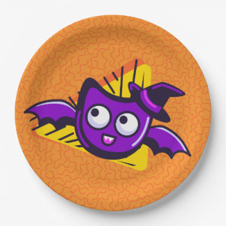 Prato De Papel Spooktacular Bats Halloween Plates - Orange