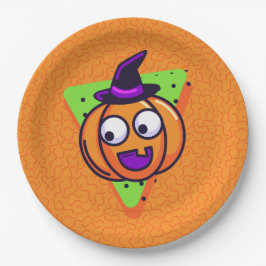 Prato De Papel Spooktacular Pumpkin Halloween Plates - Orange