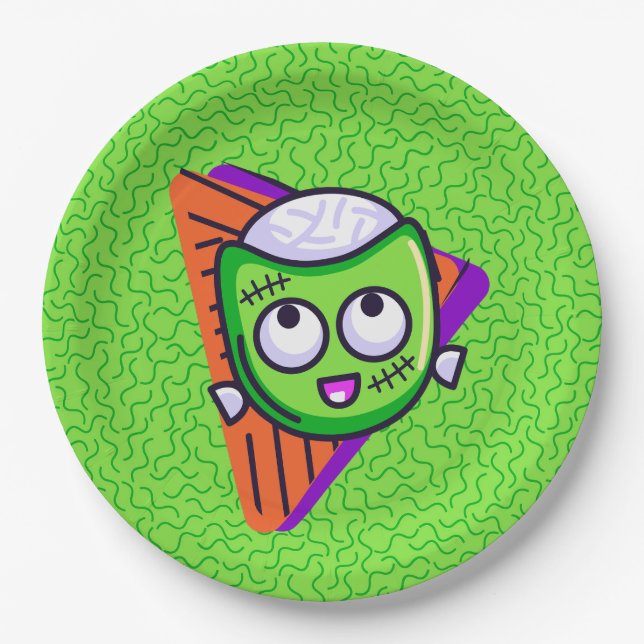 Prato De Papel Spooktacular Zombie Halloween Plates - Green (Frente)