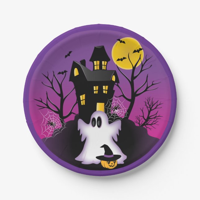 Prato De Papel Spooky Halloween Ghost (Frente)