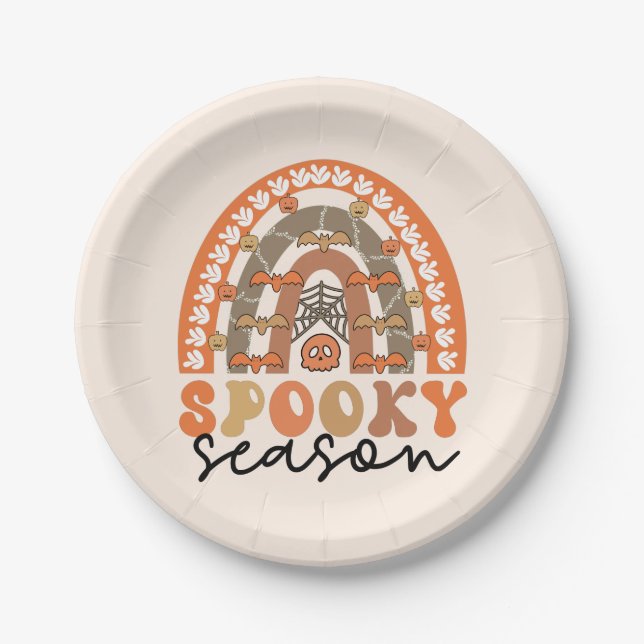 Prato De Papel Spooky Season Halloween Rainbow Fall (Frente)