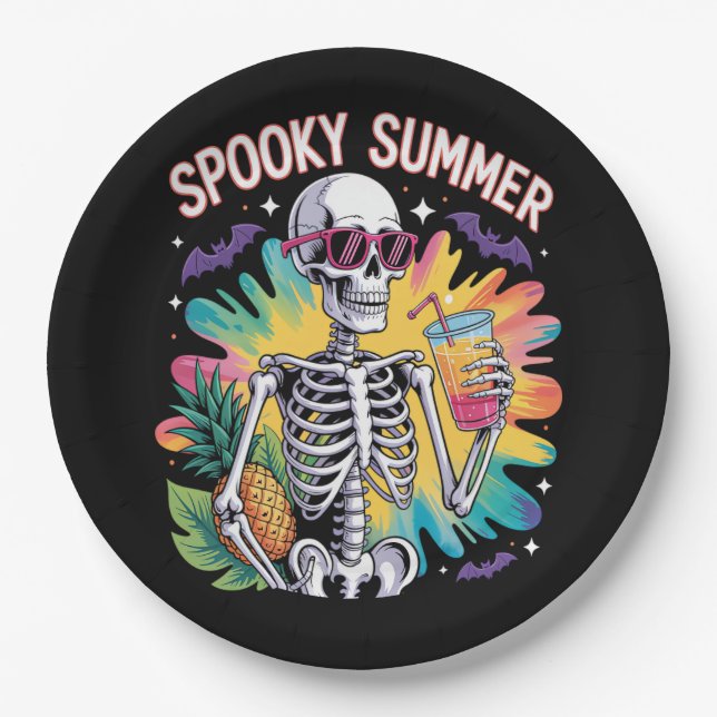 Prato De Papel Spooky Summer Beach Vacation (Frente)