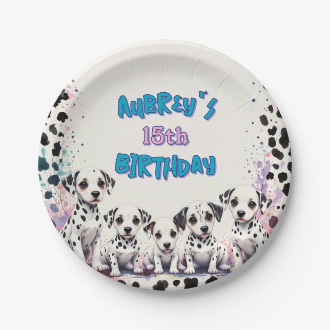 Prato De Papel Spot-tacular Dalmatian Puppy Birthday Party (Frente)