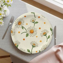 Prato De Papel  Spring Daisy Picnic Party Paper Plates