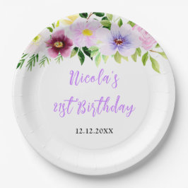 Prato De Papel Spring Purple Floral Birthday