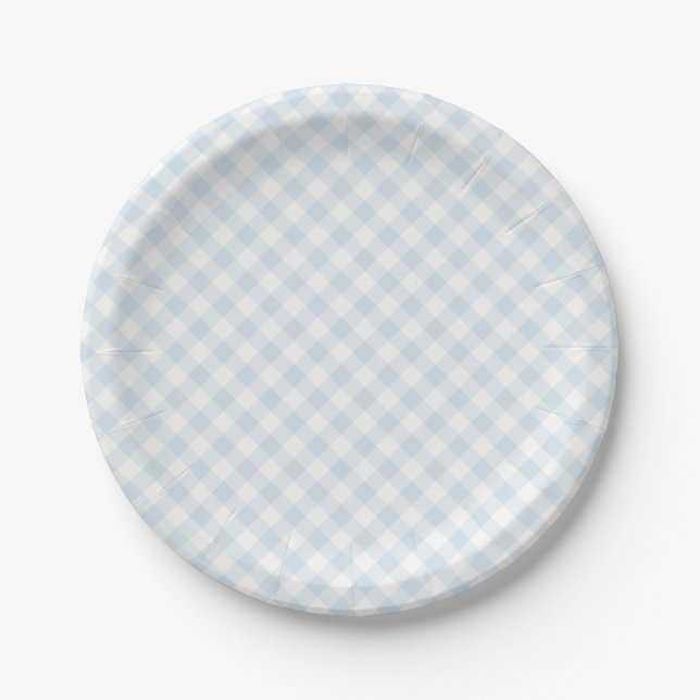 Prato De Papel Spring Retro Gingham | Azul Pó (Frente)