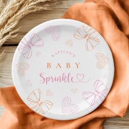 Prato De Papel Sprinkle Ribbon Baby Shower Paper Plates